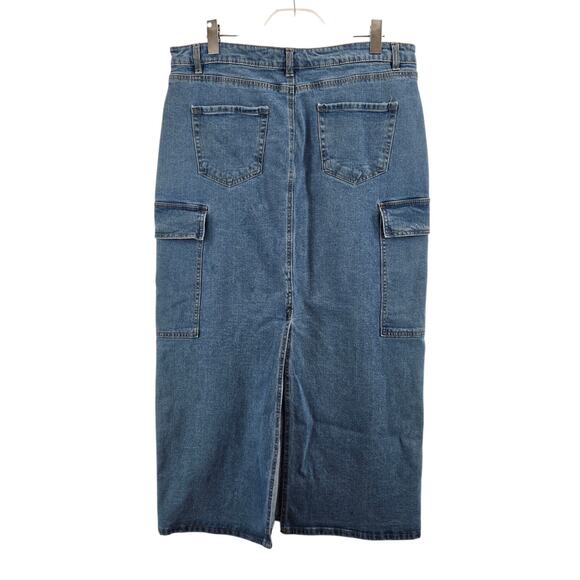 Madden Girl Long Maxi Denim Cargo Skirt Size XL Boho Bohemian Y2K Style Cotton - Picture 3 of 8